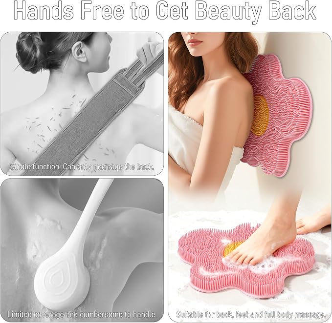 Shower Foot Scrubber Mat Silicone, Back Scrubber Exfoliating Washer Pad - Image 8