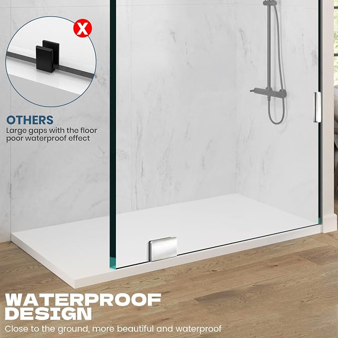 34" W ×74" H Shower Glass Panel, Frameless Fixed Glass Shower Panel - Image 5