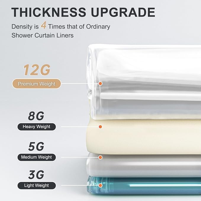 AmazerBath Heavy Duty Shower Curtain Liner 12 Gauge, 72 x 96 Inches Clear - Image 2