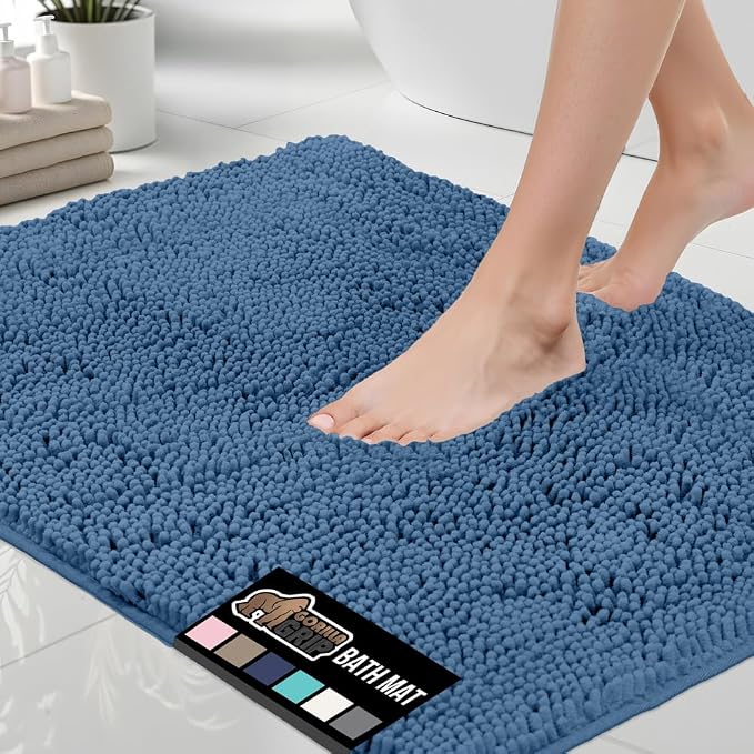 GORILLA GRIP Bath Rug Mat 30x20, Thick Soft Absorbent Chenille, Quick Dry by GorillaGrip
