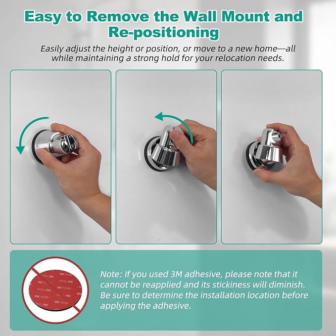 Hibbent Vacuum Suction Cup Shower Head Holder, Removable Shower Wand Bracket - Image 7