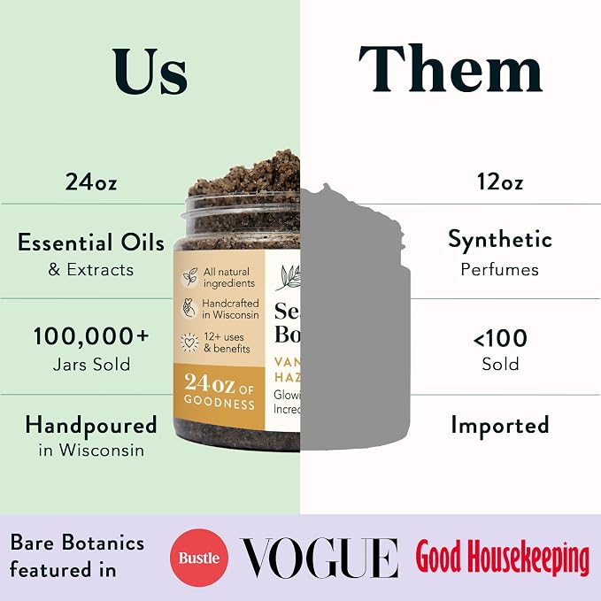 Bare Botanics Vanilla Hazelnut Coffee Body Scrub 24 oz - Image 6
