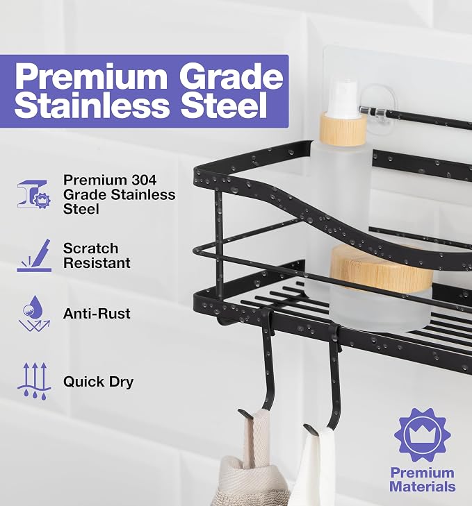 KINCMAX Shower Caddy and Soap Holder Set, Rustproof SUS304 Stainless Steel - Image 2