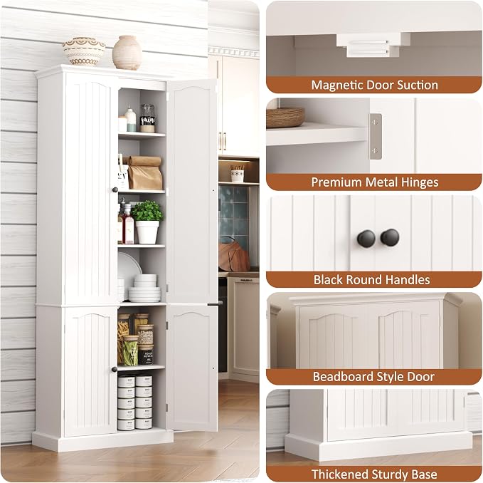 Function Home 72" Kitchen Pantry Cabinet, Tall Wood Storage Cabinet - Image 8