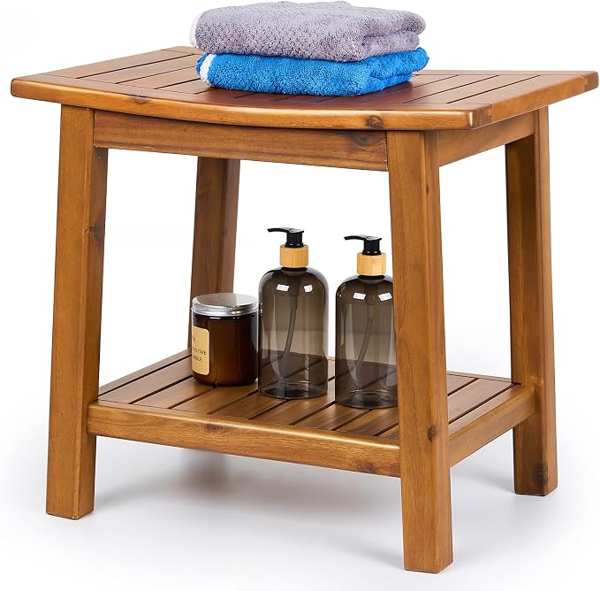 Teak Shower Bench, Indoor & Outdoor Use by Upolana