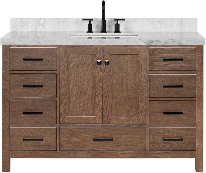 ARIEL Cambridge 55 Inch Single Rectangle Sink Bathroom Vanity - Image 11