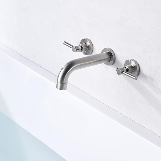 SUMERAIN Wall Mount Tub Faucet Brushed Nickel 3 Hole Bathtub Filler Faucet - Image 5