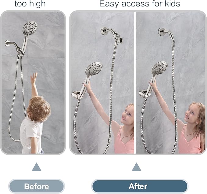 BRIGHT SHOWERS Shower Head Holder Wall Mount, Adjustable Handheld Shower Wand - Image 2