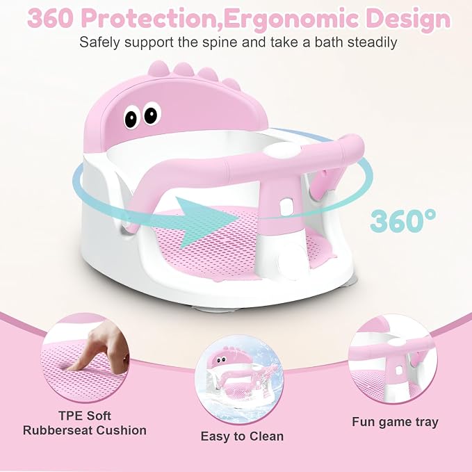 Baby Bath Seat for Babies 6 Months & Up Sitting Up, Non-Slip Baby Bath Chair - Image 4