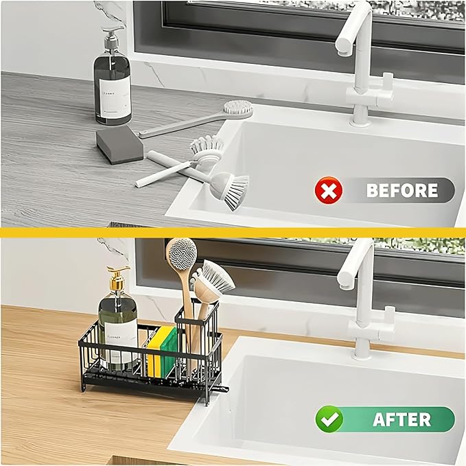5 in 1 Kitchen Sink Caddy Organizer, Rustproof Stainless Steel Sink Caddy - Image 6