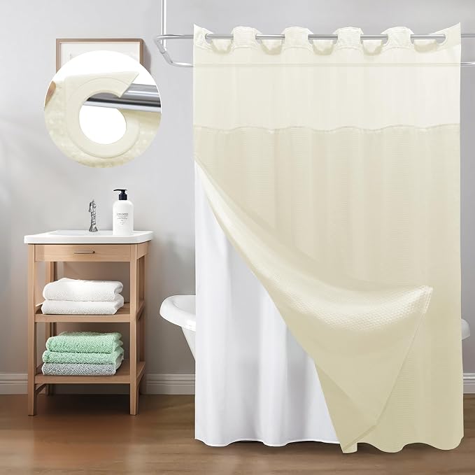 Inhousolu Extra Long No Hook Shower Curtain - Image 8
