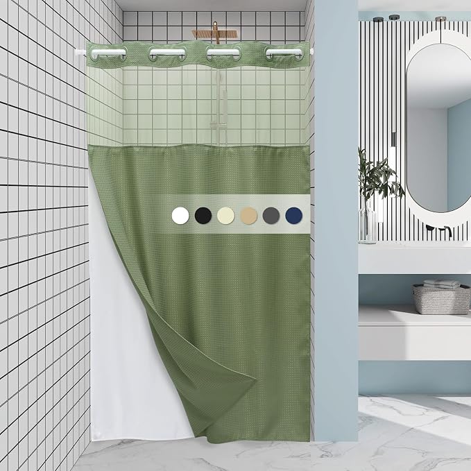 Sage Green Stall Hotel Shower Curtain by EUTXL