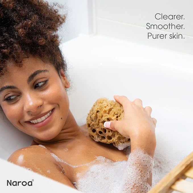 Naroa Massage Natural Shower Sponge | Unbleached Body Scrubber Puff | Bath Sea - Image 3