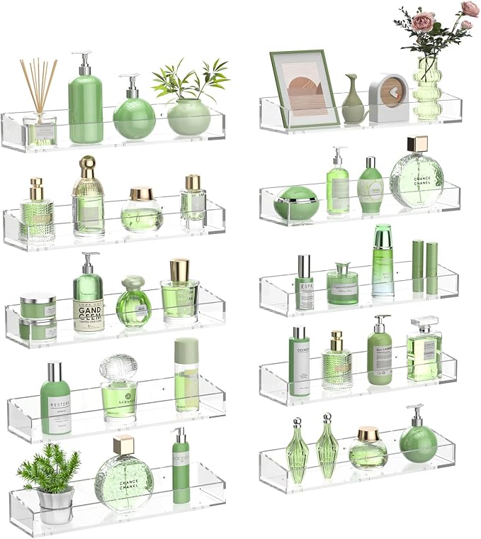 10PCS Acrylic Floating Shelves for Wall, Bathroom Shelf by Unknown