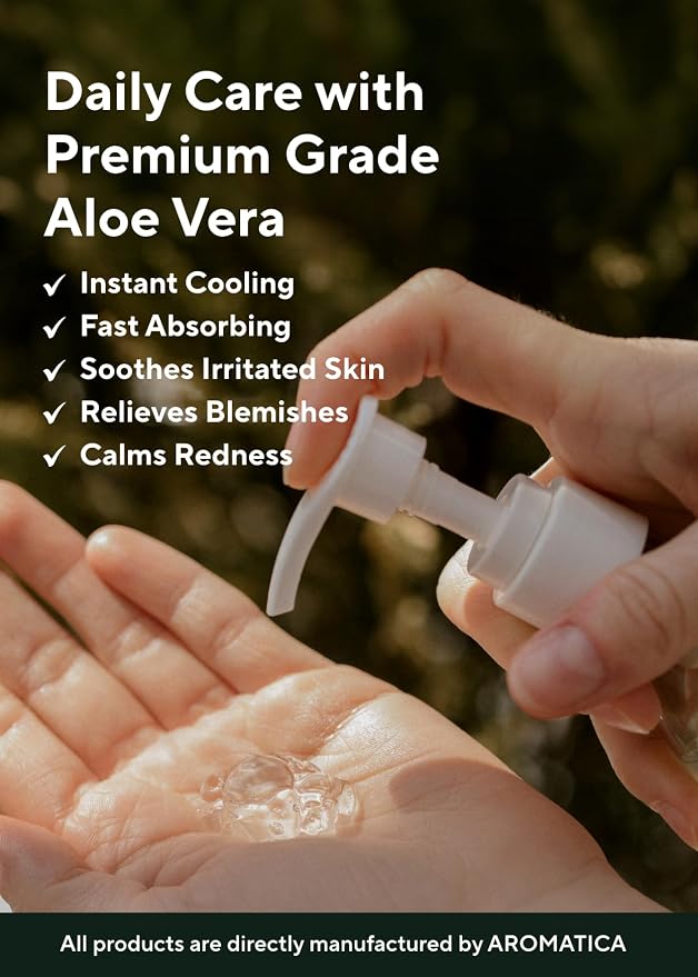 AROMATICA Organic Aloe Vera Gel 10.14oz/300ml, After Sun Care And Sunburn Relief - Image 4
