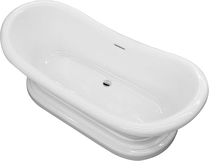 ANZZI Freestanding Tub 71", Ruby Series, In Glossy White Acrylic Oval Flat - Image 3