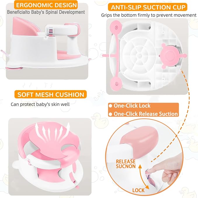 Baby Bath Seat for Babies 6 Months & up, Non-Slip Toddler Bath Seats for Babies - Image 7