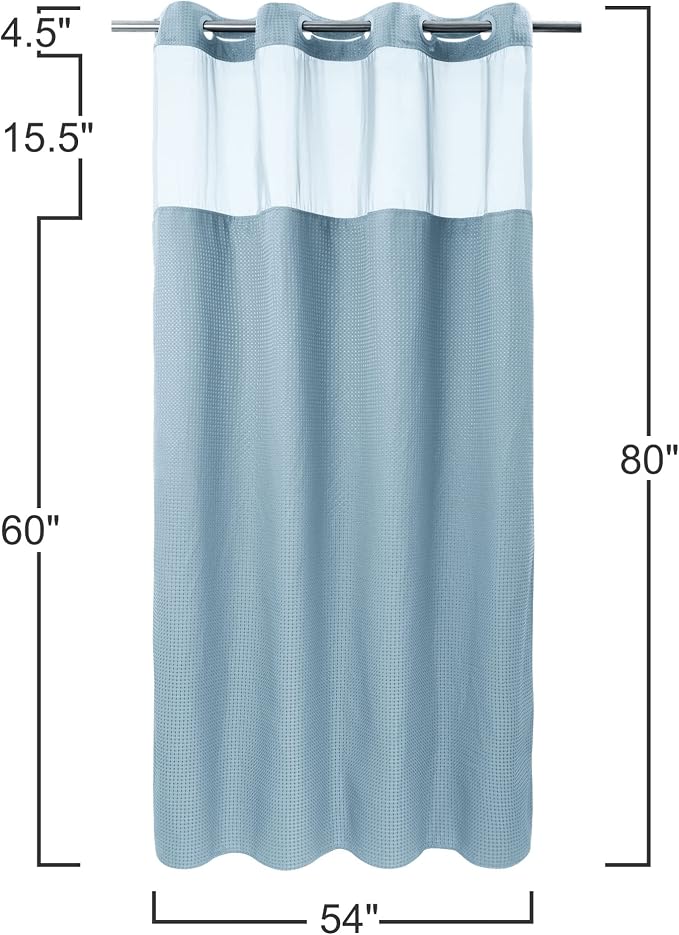 River Dream Heavyweight No Hooks Required Dotted Waffle Weave Shower Curtain - Image 7