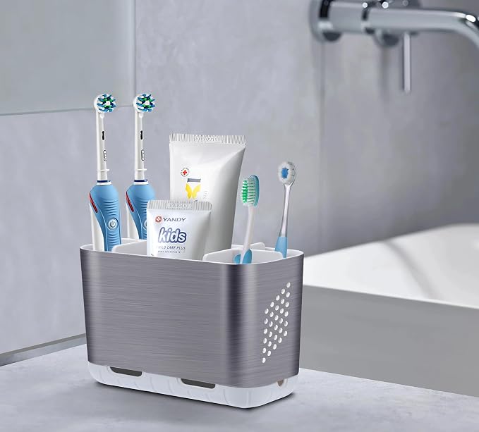 Toothbrush Holders for Bathroom Organizer Countertop, Detachable Anti-Slip - Image 2