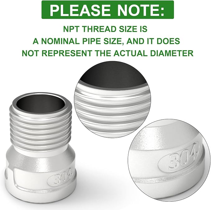 TAISHER 10PCS 304 Stainless Steel Pipe Fitting, 1/4" Male NPTx 1/4" Female NPT - Image 5