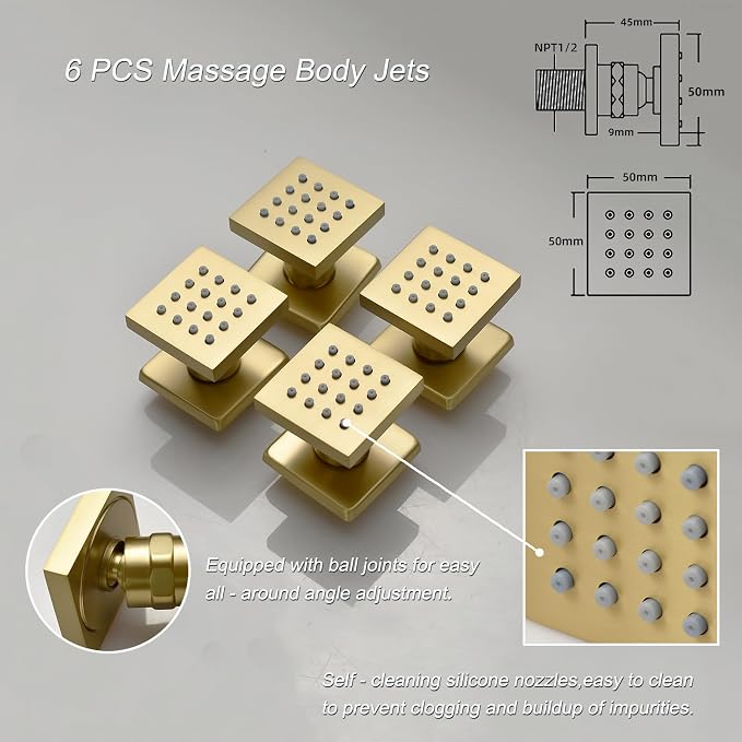 Shower Faucet Set Brushed Gold Luxury Shower System - Image 5