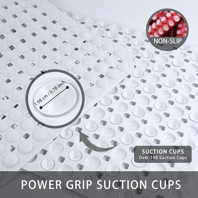 Extra Large Non-Slip Bathtub Mat, 36x17” TPR Shower Mat - Image 2