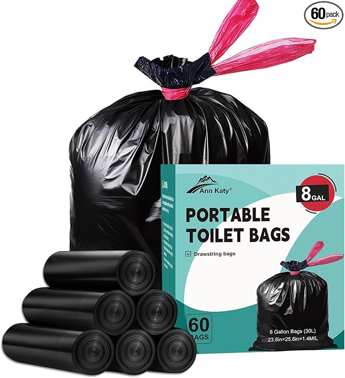 Portable Toilet Bags，Drawstring Camping Toilet Bags Toilet Trash Bags Leak-Proof by AnnKaty