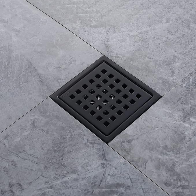 4" Matte Black Shower Floor Drain Square - Image 2