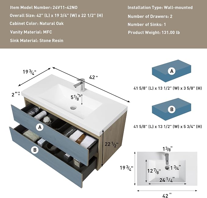 42" Floating Bathroom Vanity - Image 2