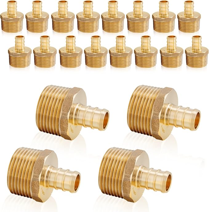 HeSun 20-Pack PEX Fittings, 1/2" PEX x 3/4" Male NPT, Brass Pex Male Adapter by HeSun