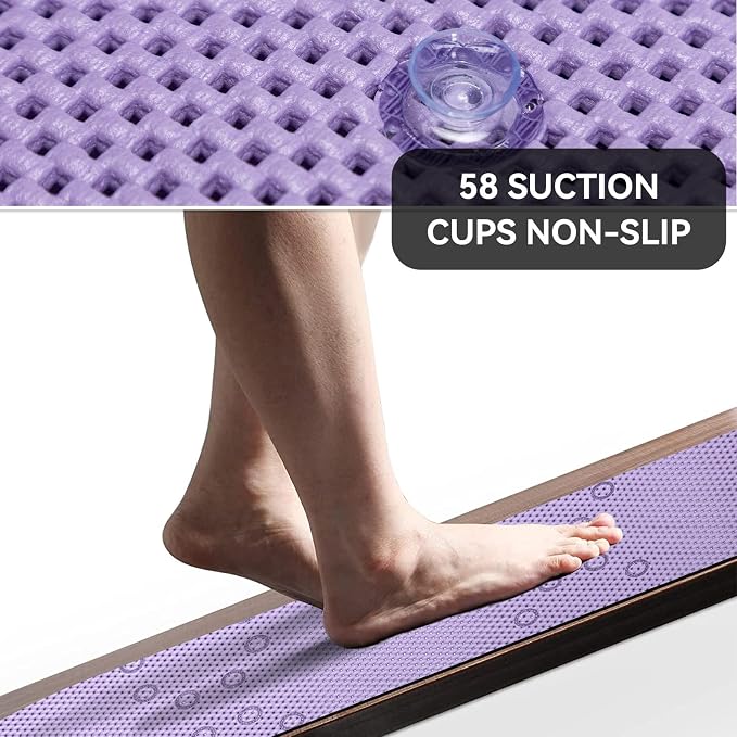 Bathtub Mat Non Slip 36” X 17” Purple Shower Mat Soft Foam Bath Mats - Image 6