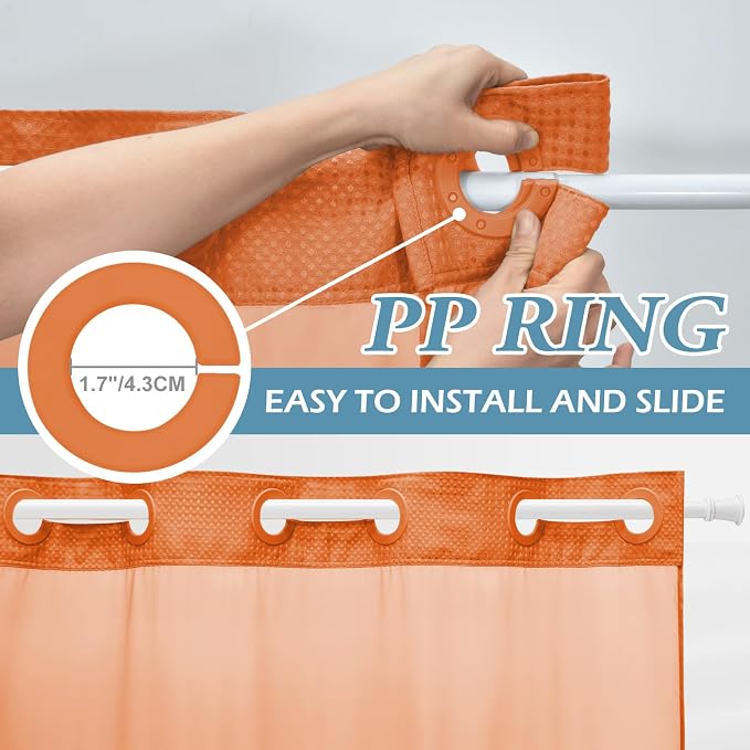 Burnt Orange Stall No Hook Shower Curtain - Image 3