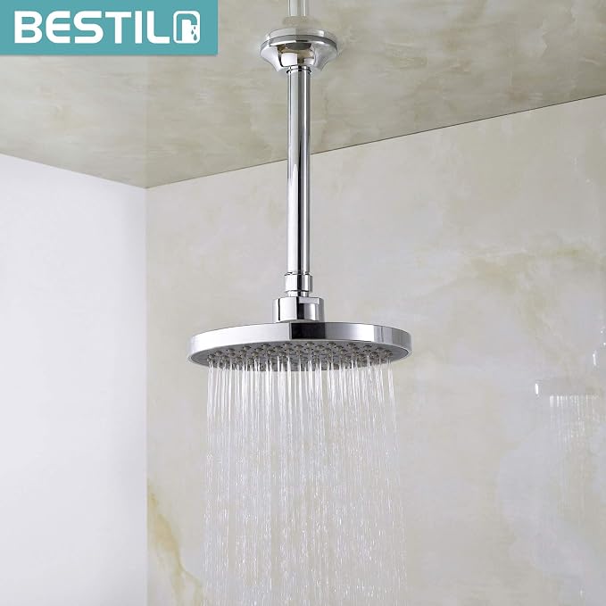 BESTILL 8 Inch Ceiling Mount Rain Shower Head Arm and Flange - Image 3