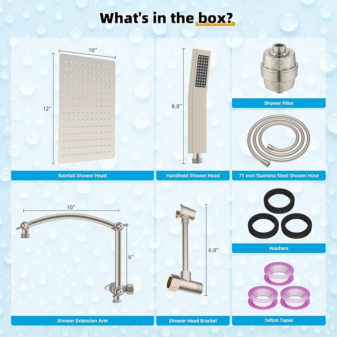 Hibbent Metal 12'' Filtered Rainfall Shower Head - Image 8