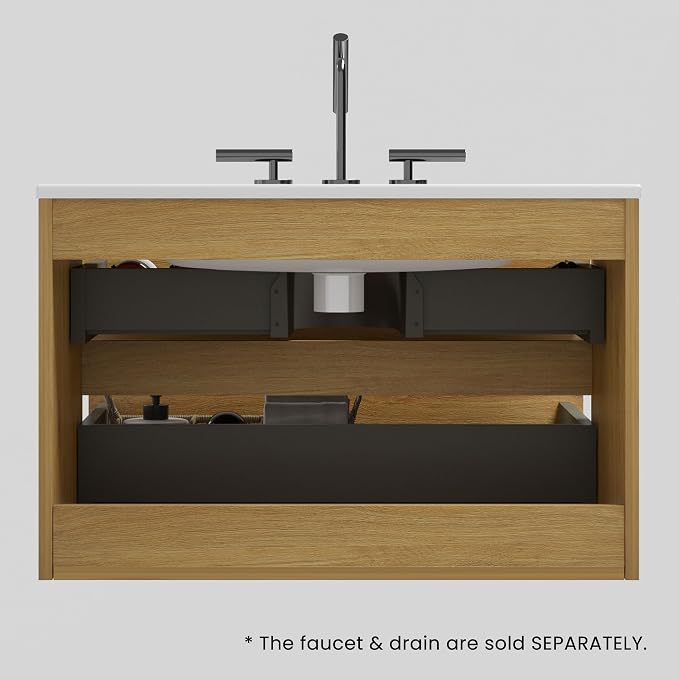 30" Bathroom Vanity with Sink, Modern Floating Vanity with Double Soft Closing - Image 7