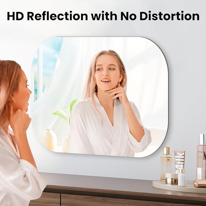 VASUHOME Frameless Bathroom Mirror, 24 x 24 Inch Wall Vanity Mirror, Large Wall - Image 2