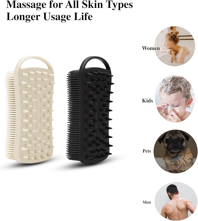 2 PC Silicone Body Scrubber, 2 in 1 Exfoliating Shower Bath Scrubber, Soft - Image 7