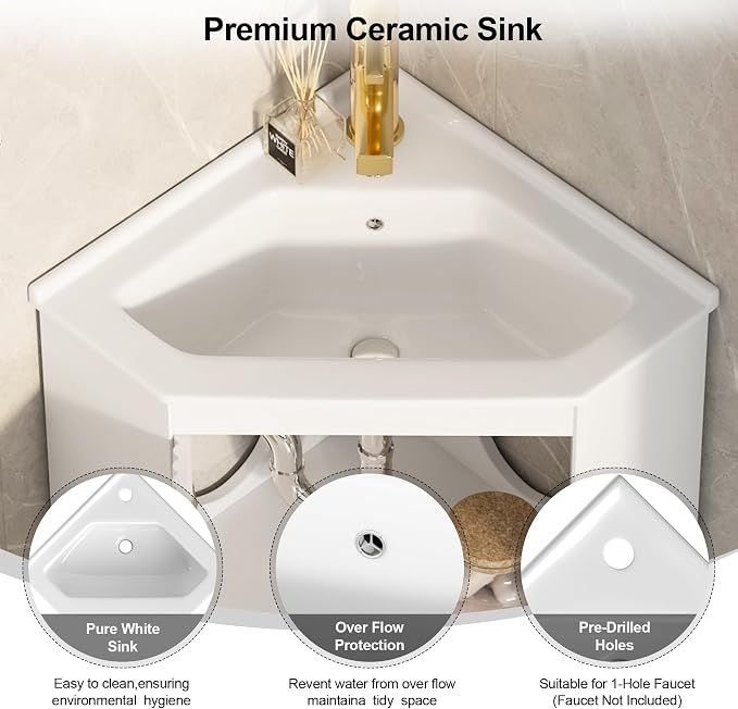 24" Corner Bathroom Vanity Sink Combo - Image 3