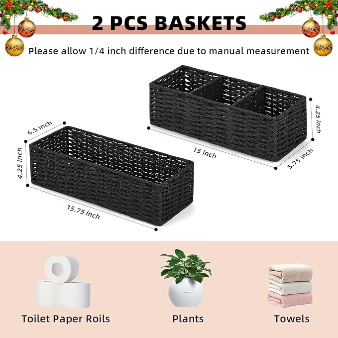 DULLEMELO Toilet Paper Basket for Organizing, Paper Rope Bathroom Baskets - Image 2