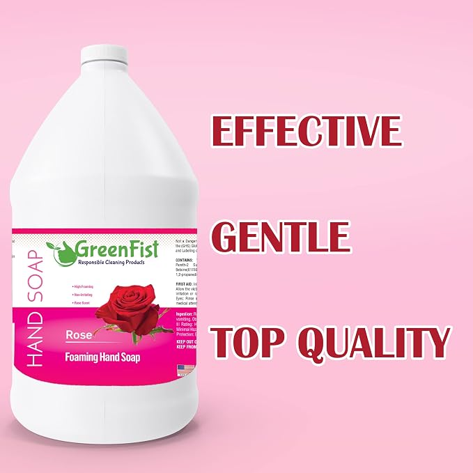 GreenFist Foaming Hand Soap Refills Jug Rose Scent Foam Refill Made in USA - Image 3