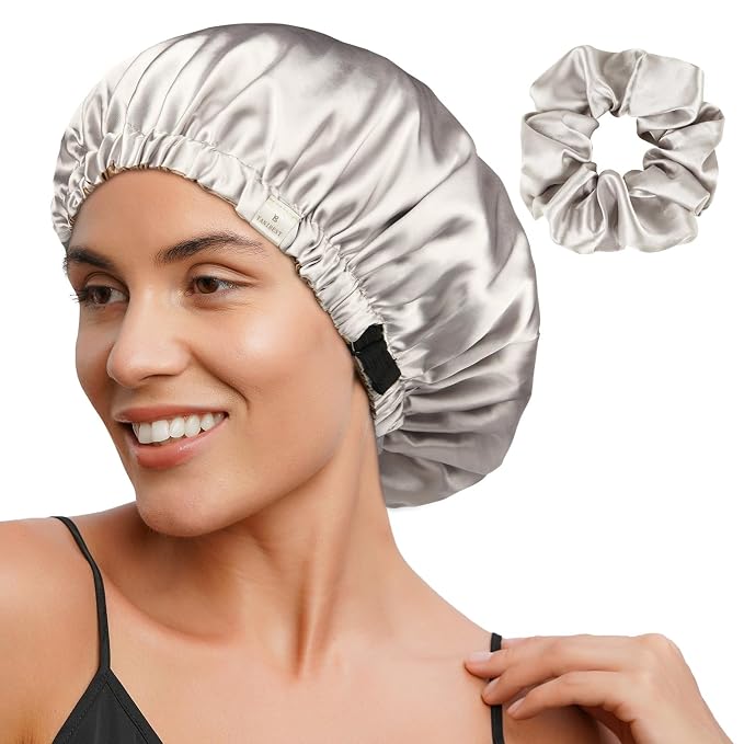 YANIBEST Adjustable Satin Bonnet Double Layer Hair Bonnet by yanibest