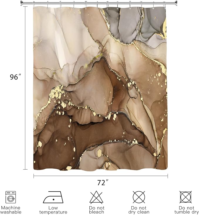 Extra Long Shower Curtain 72 x 96 Inch, Modern Luxury Art Ink Fabric Shower - Image 6