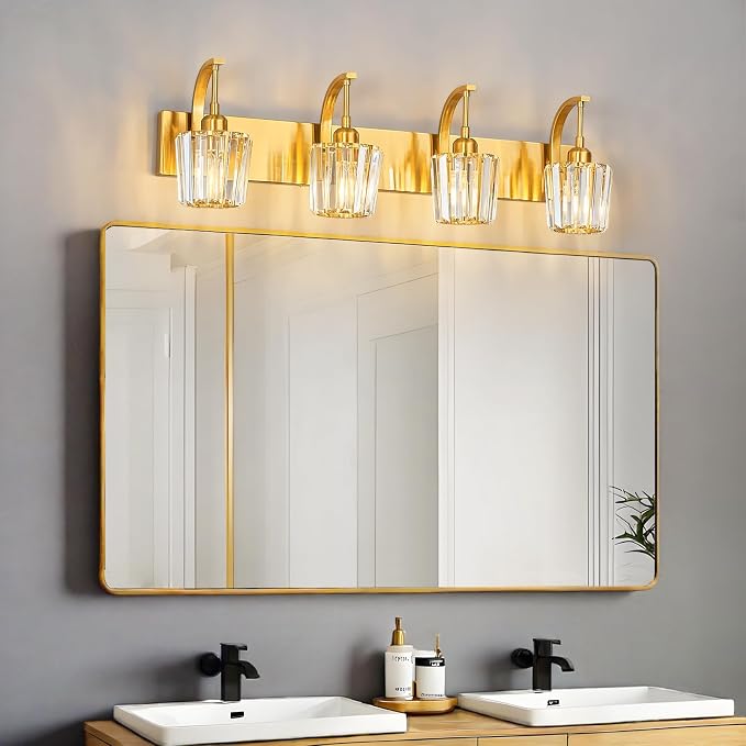 Modern Bathroom Vanity Light, 4-Light Gold Wall Sconce - Image 3