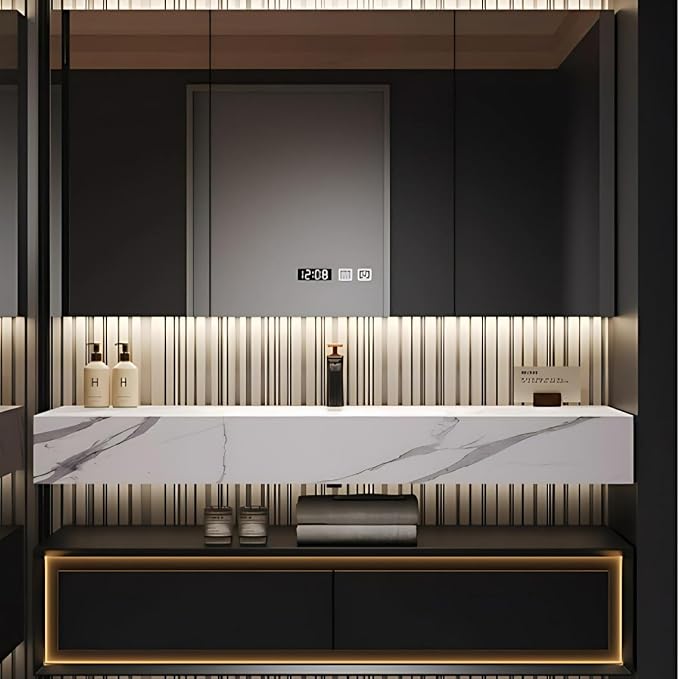48IN Black Floating Bathroom Vanity by TIZAZOFashionHome