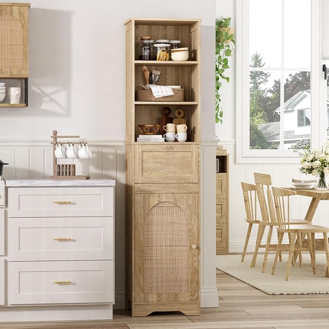 67" H Natural Bathroom Storage Cabinet - Image 4