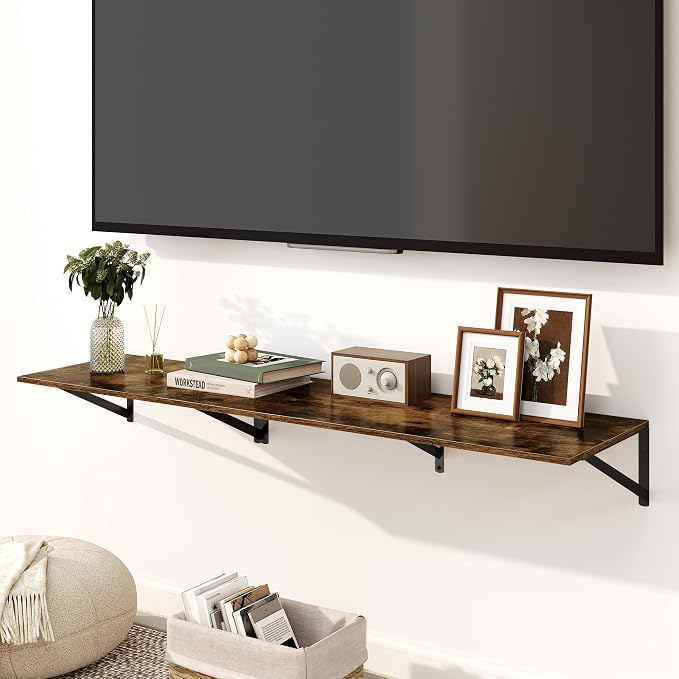 Fun Memories Floating Shelves for Wall, 12 Inch Deep Floating Shelves Set of 2 - Image 2
