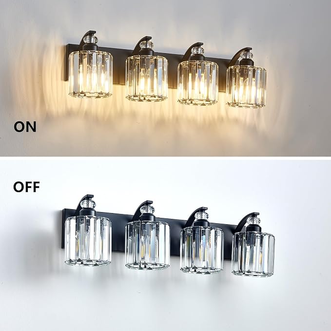 4-Light Black Bathroom Light Fixture Modern Vanity Lights Over Mirror Vintage - Image 4