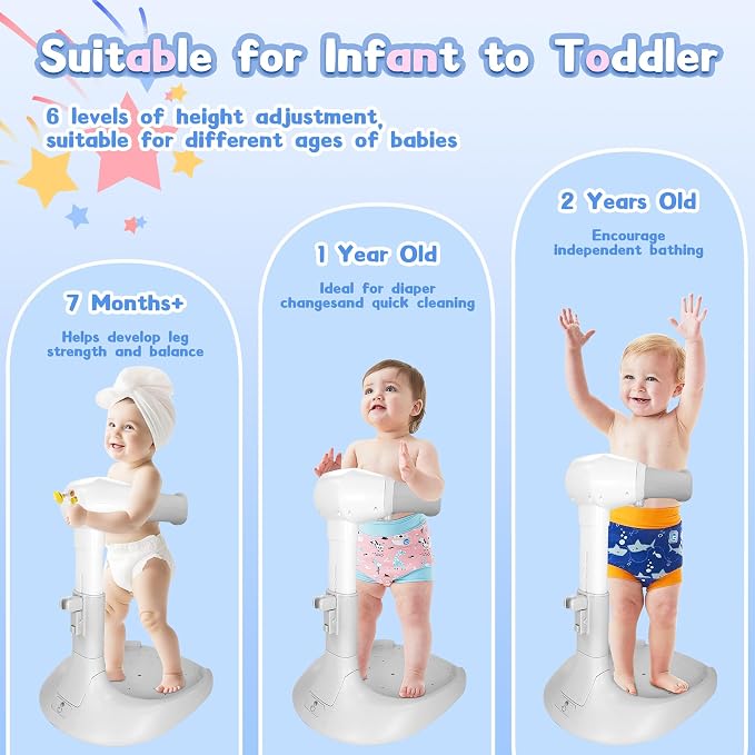 Baby Shower Stand, No-Assembly Baby Bath Stand - Image 3