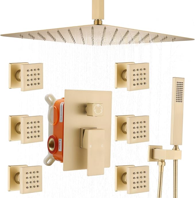 Enga Brushed Gold Rain Shower System by Enga