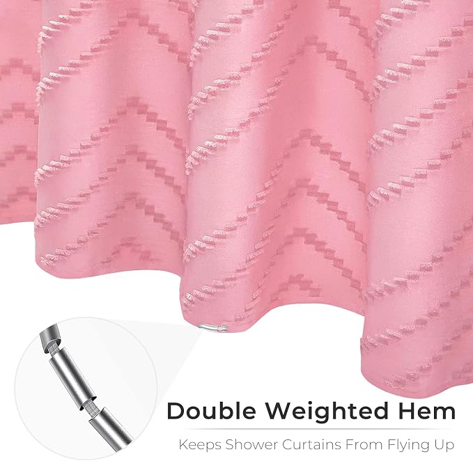 Pink Boho Shower Curtain Woven Fabric Cute Shower Curtain Modern Farmhouse - Image 6